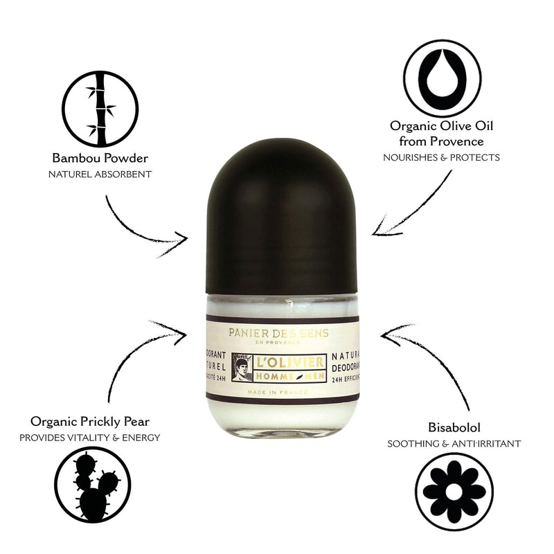 Panier des Sens Natural mens Deodorant, aluminum free antiperspirant - Made in France & 100% natural - 1.69 Fl.Oz/50ml - BeesActive Australia