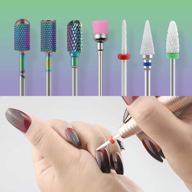 Nail Drill Bits Set 7PCS Carbide Ceramic Acrylic Cuticle Nails Art Files Manicure Pedicure Tools 3/32" for Electric Nail Files Drill Machine Manicure Pedicure Home Salon Use - BeesActive Australia