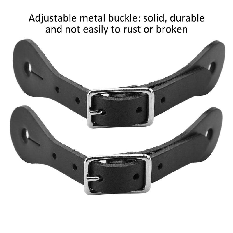 [AUSTRALIA] - HEEPDD 1 Pair Spur Straps, Adult Western-Style Spurs Leather Belt Handmade Genuine Leather Horse Riding Accessories Black 