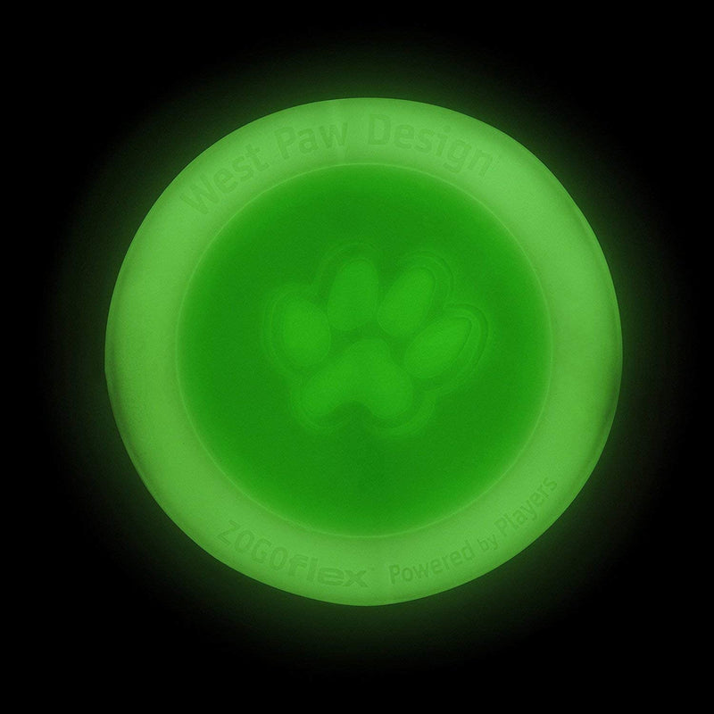 West Paw 2 Zogoflex Zisc Dog Frisbees (Small, Glow and Large, Granny Smith) – Lightweight, Floatable Dog Frisbees for Fetch, Tug of War, Catch, Play – Doubles as Food/Water Bowl - BeesActive Australia