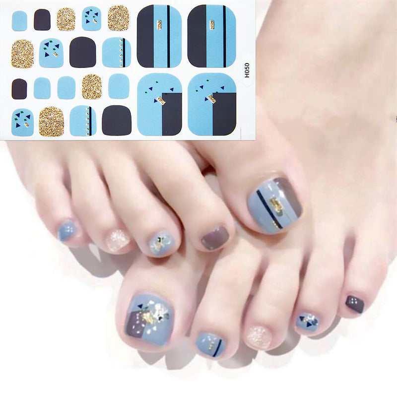 SILPECWEE 6 Sheets Glitter Toe Nail Polish Strips Stickers Tips And 1Pc Nail File Leaf Adhesive Nail Art Wraps Decals Manicure Kit For Women No1 - BeesActive Australia