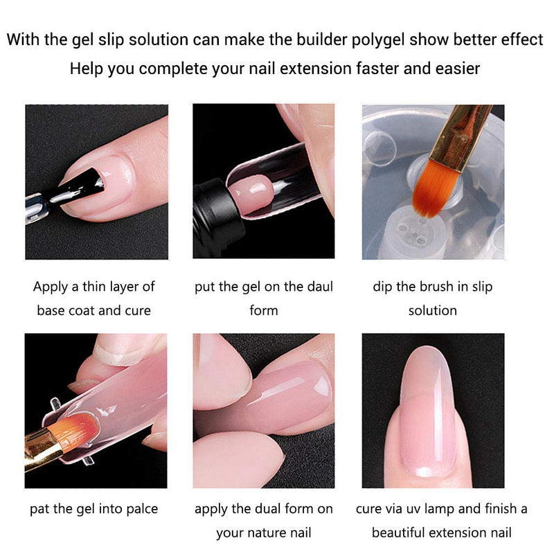 Greeza Slip Solution Polygel, Extension Nail Polygel Slip Solution, Anti-stick Nail Liquid Slip Solution for Poly Gel, Contains Brush + Crystal Cup for Nail Builder Gel Nail DIY - 45ml - BeesActive Australia