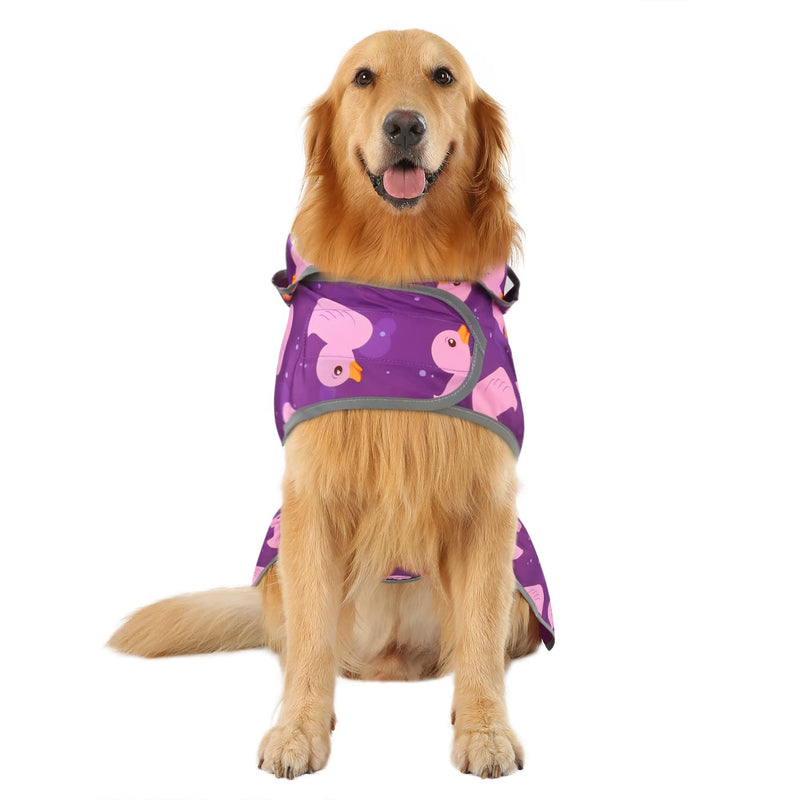 HDE Dog Raincoat with Clear Hood Poncho Rain Jacket for Small Medium Large Dogs X-Large Ducks Purple - BeesActive Australia