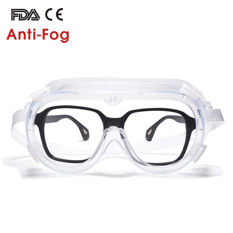 Vanlinker Safety Goggles over Glasses Anti Fog Scratch Lab Goggles Vented VL9525 Transparent - BeesActive Australia