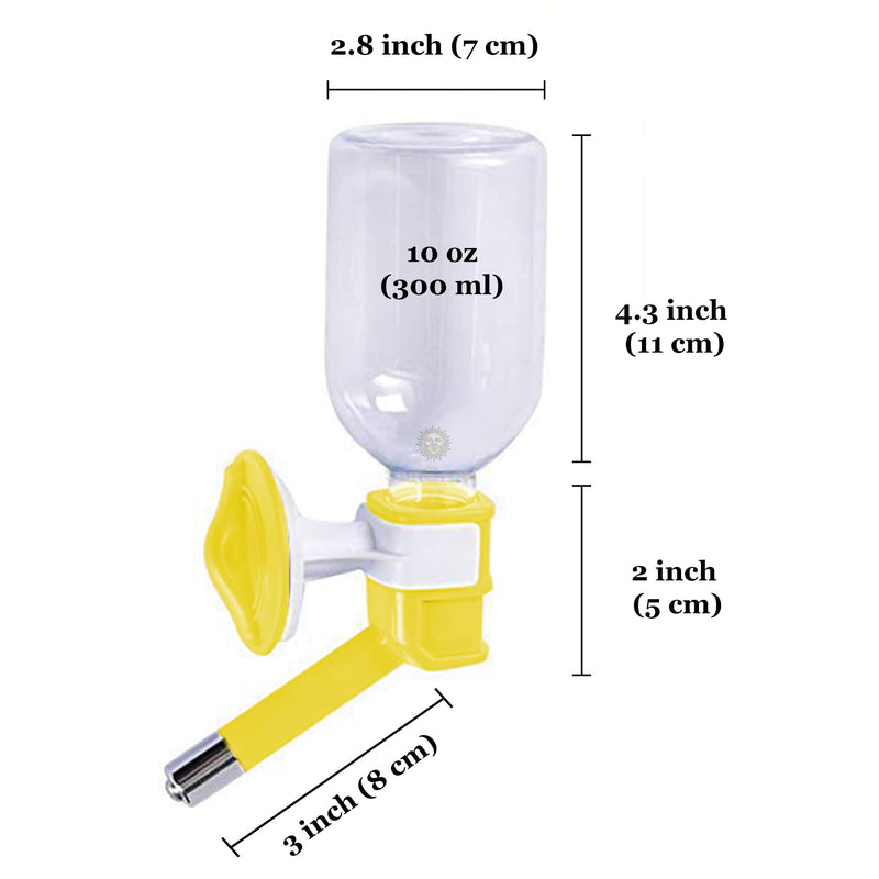 SunGrow Water Bottle, No Drip Dispenser Bottle, Secure Nozzle and Stainless Steel Drinking Head, Easy to Install in Cage or Crate, Refills Quickly, Keep Pets Hydrated Yellow - BeesActive Australia