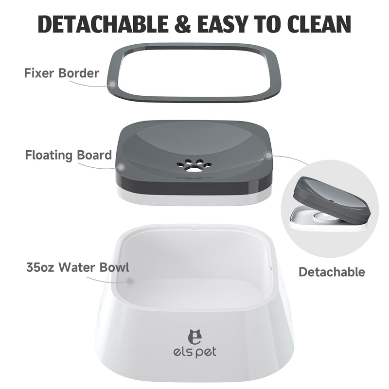 ELS PET 1L/2L/70oz Dog Spill Proof Pet Water Bowl, Anti-Choking Water Bowl, Slow Water Feeder Pet Water Dispenser Carried Water Bowls for Dogs, Cats & Pets 1L/35 fl oz - BeesActive Australia
