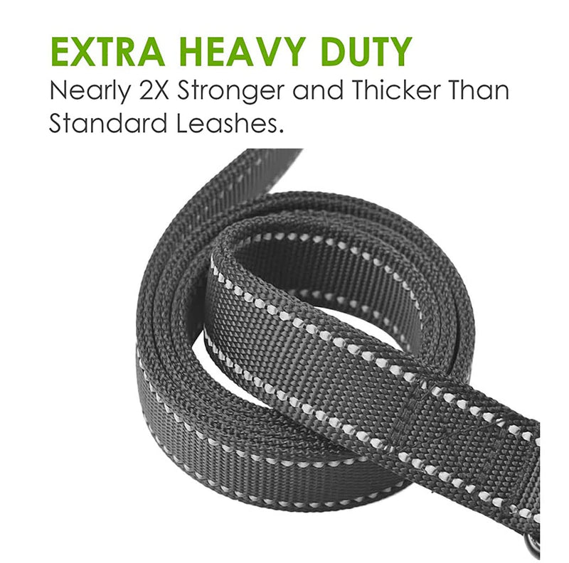 JEWOSTER Heavy Duty Dog Leash - 2 Handles by Padded Traffic Handle for Extra Control, 6foot Long - Perfect for Medium to Large Dogs 6 ft Black - BeesActive Australia