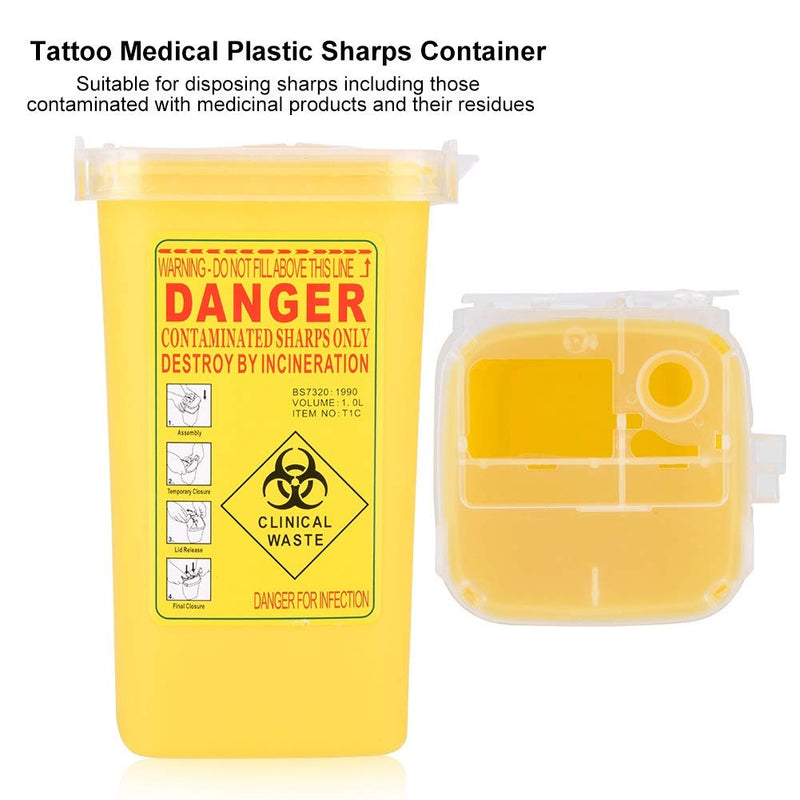 Sharps Container-Plastic Needle Container Tattoo Medical Biohazard Needle Disposal 1L Size Waste Box (2 Colors) (Color : Yellow) - BeesActive Australia