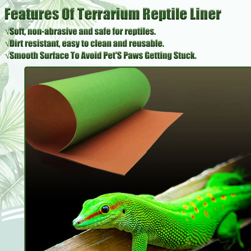 Tfwadmx Reversible Reptile Carpet, 39’’ x 20’’ Terrarium Bedding Substrate Liner Lizard Soft Mats Reptile Cage Mat Supplies and Tongs for Bearded Dragon Tortoise Leopard Gecko Snake - BeesActive Australia