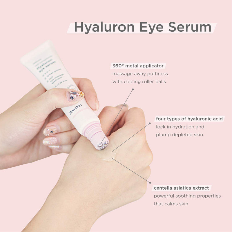 Hanskin Real Complexion Hyaluron Eye Serum, 360° Eye Massage Applicator, De-Puff Moisturize Hydrate [25ml] - BeesActive Australia
