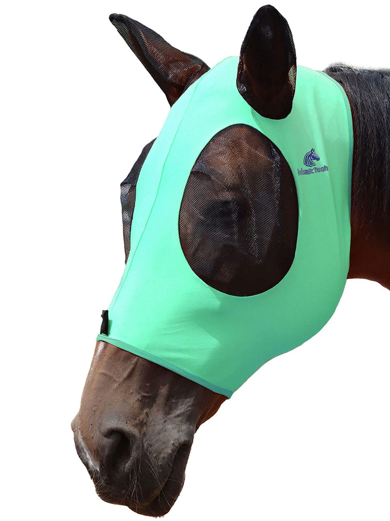 Mask-Tech Horse Fly Mask Elasticity Breathable Fabric with UV Protection Soft Mesh for Horse (L; Full Size) Summer Mint - BeesActive Australia