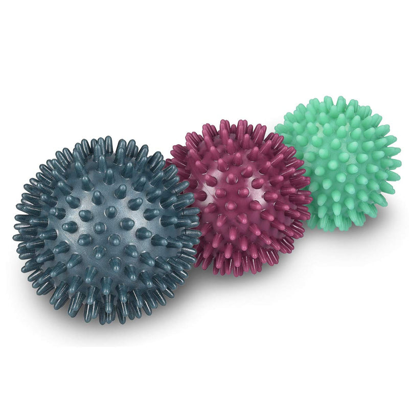 Navaris Spiky Massage Balls - Set of 3 - Hedgehog Balls for Self Massage - 2X Medium-Hard & 1x Harder Ball - Bumpy Massager Balls - � 6cm, 7cm, 8cm - BeesActive Australia