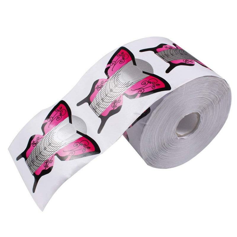Beauty Leader 500pcs Nail Form Pink Butterfly Design Adhesive Nail Form for Acrylic/UV Gel Nail Tips Extension Manicure Nail Art Tool - BeesActive Australia