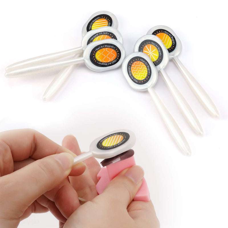 Mwoot 6Pcs Nail Magnet Plate Wand Board, Manicure Magnet Tool, Strong Cat Eyes Magnet Stick For 3D Gel Polish Nail Art Decoration - BeesActive Australia