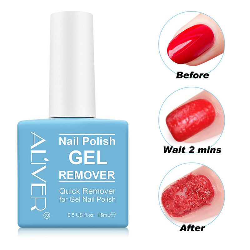 Gel Nail Polish Remover(15ML) - Professional Removes Nail Polish in 3-5 Minutes, Quickly & Easily, Not Hurt Nails with 1 PCS Cuticle Pusher + 1 PCS Nail Polish Scraper 0.52 Ounce (Pack of 1) - BeesActive Australia