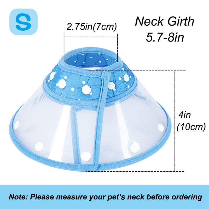 Vivifying Pet Cone, Adjustable Lightweight Elizabethan Collar for Puppies, Small Dogs, Cats, Kittens and Rabbits S(Neck: 5.7-8.0 in) Blue - BeesActive Australia