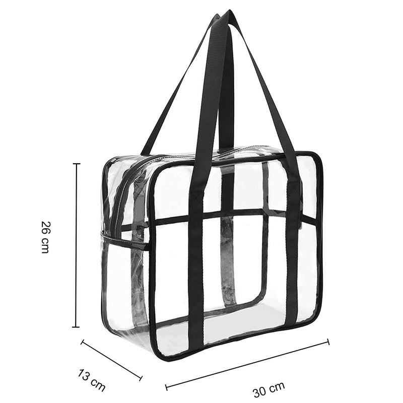 FIYUK Clear Toiletry Bag Transparent Cosmetic Makeup Beach Tote Bag Lightweight Waterproof Organizer Large Storage (Black) Black - BeesActive Australia