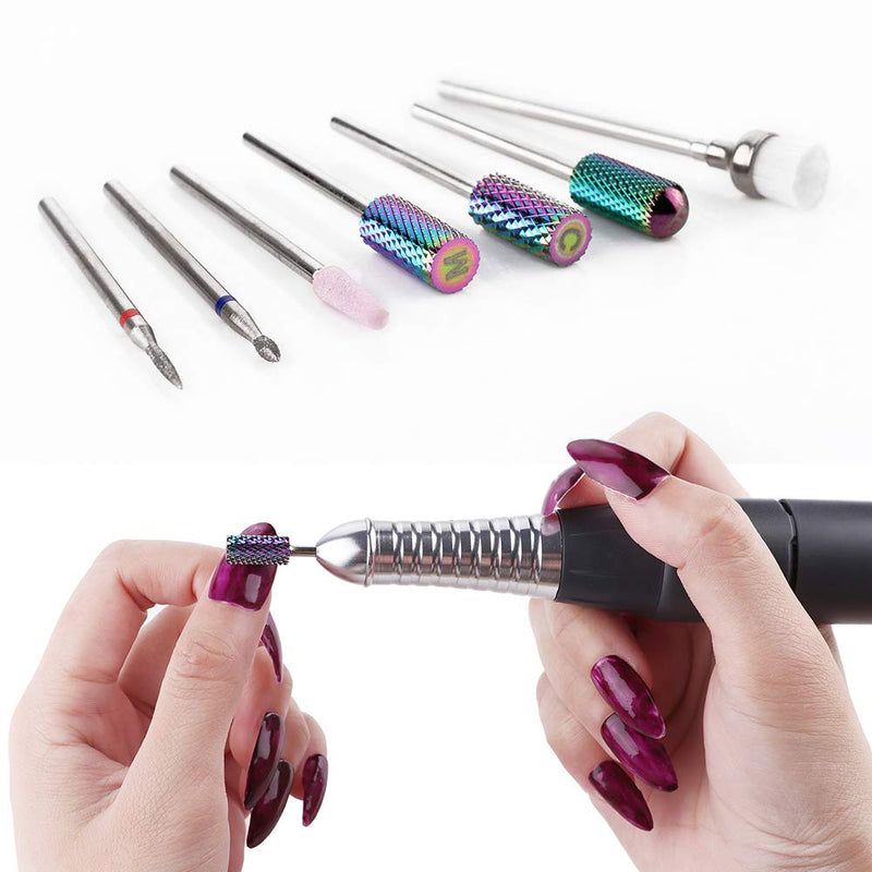 Makartt Nail Drill Bit Set, 7Pcs Tungsten Carbide Diamond Ceramic Acrylic Nail Drill Bits Remove Acrylic Nails Gel Polish Poly Extension Nail Gel 3/32 Drill Bit Manicure Pedicure B-25 - BeesActive Australia
