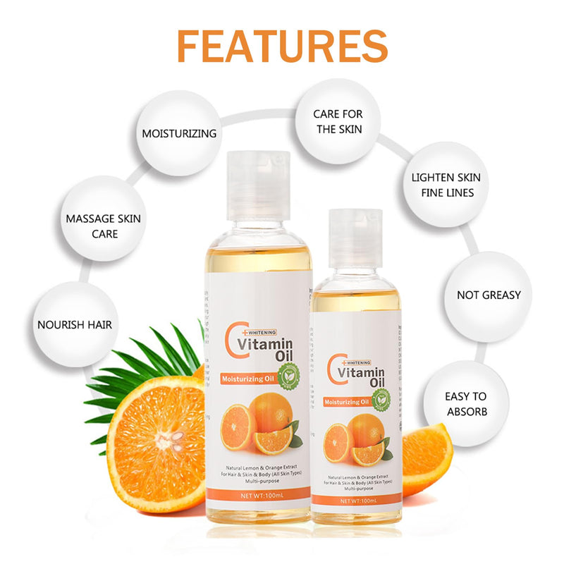 Vitamin C Oil, Massage Oils for Massage Therapy, Pain Relief Sensual Body Oil, Natural Massage Oils for Massage Therapy, Eyelashes, Hair, Eyebrows Growth, Moisturiser for Skin (Vitamin C) Vitamin C - BeesActive Australia