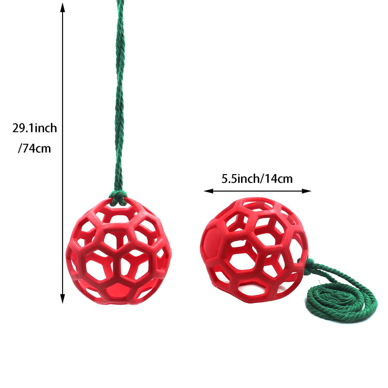 Besimple 2 Pack Horse Treat Ball Hay Feeder Toy, Goat Feeder Ball Hanging Feeding Toy for Horse Goat Sheep Relieve Stress(Red) Red - BeesActive Australia