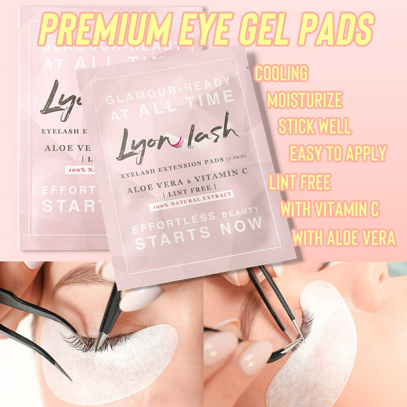 100 Pairs Eyelash Extension Under Eye Gel Pads by Lyon Lash - Lint Free with Aloe Vera Hydrogel Eye Patches, Premium Eyelash Extension Supplies & Beauty Tools, Fit Most Eye Shape, Stick Well - BeesActive Australia