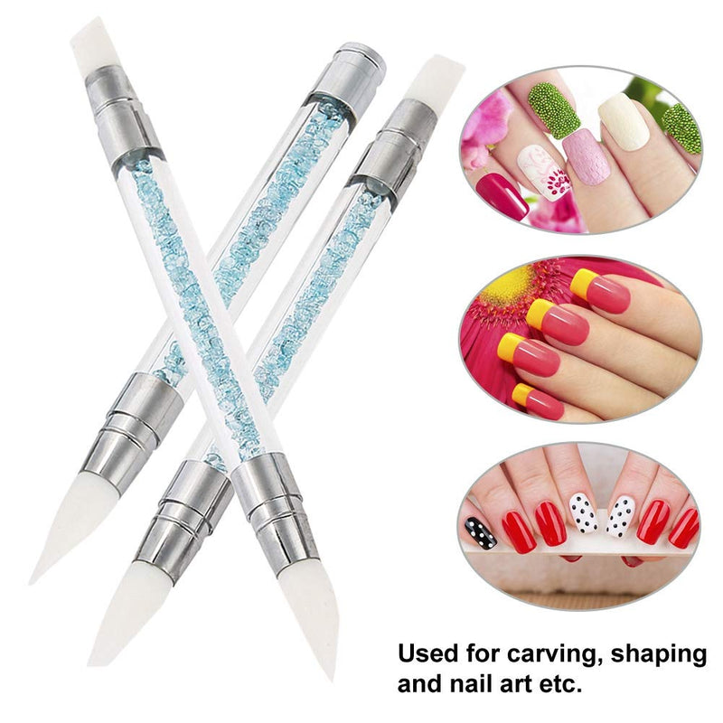 3Psc Paint Manicure, Silicone Design Painting Dotting Pen Tool Polish Drawing Brush for Art Nail Manicure Tool - BeesActive Australia