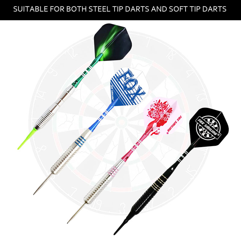 FOX SMILING Dart Flights Accessories Kit, 120PCS(20 Designs) Standard Shape Durable PET Replacement Skull Dart Feather Tail Wing for Steel Tip Dart and Soft Tip Darts - BeesActive Australia