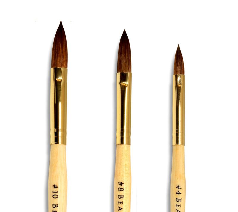 Beaute Galleria 3 Pieces Kolinsky Sable Oval Acrylic Nail Art Brush Set, Manicure Detail Painting Nail Art Pen (Size 4, 8, 10) - BeesActive Australia