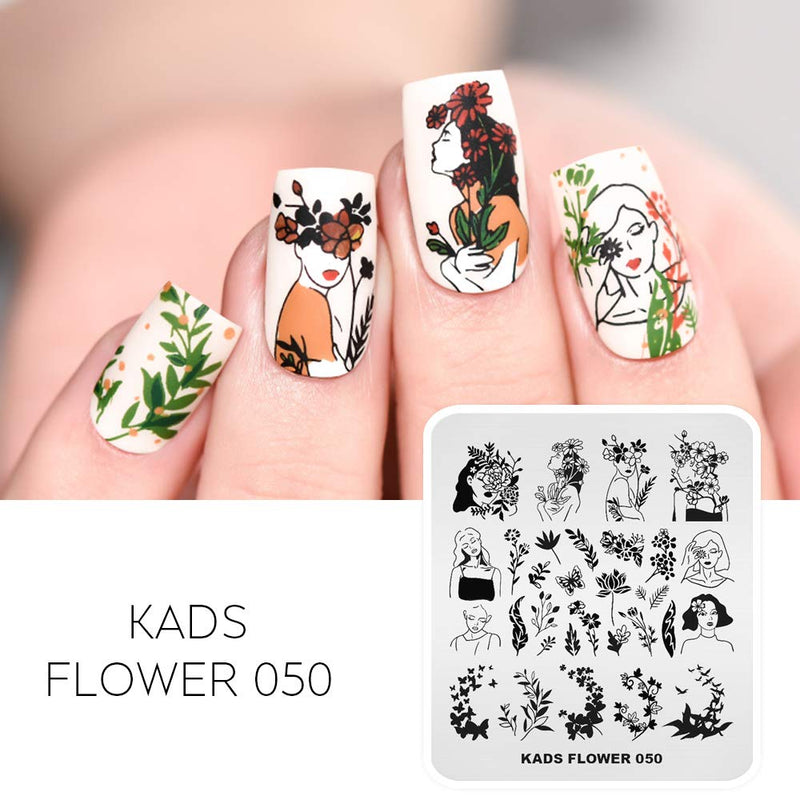 KADS 5pcs Nail Stamp Plates set Nails Art Stamping Plate Leaves Flowers Animal Nail plate Template Image Plate - BeesActive Australia