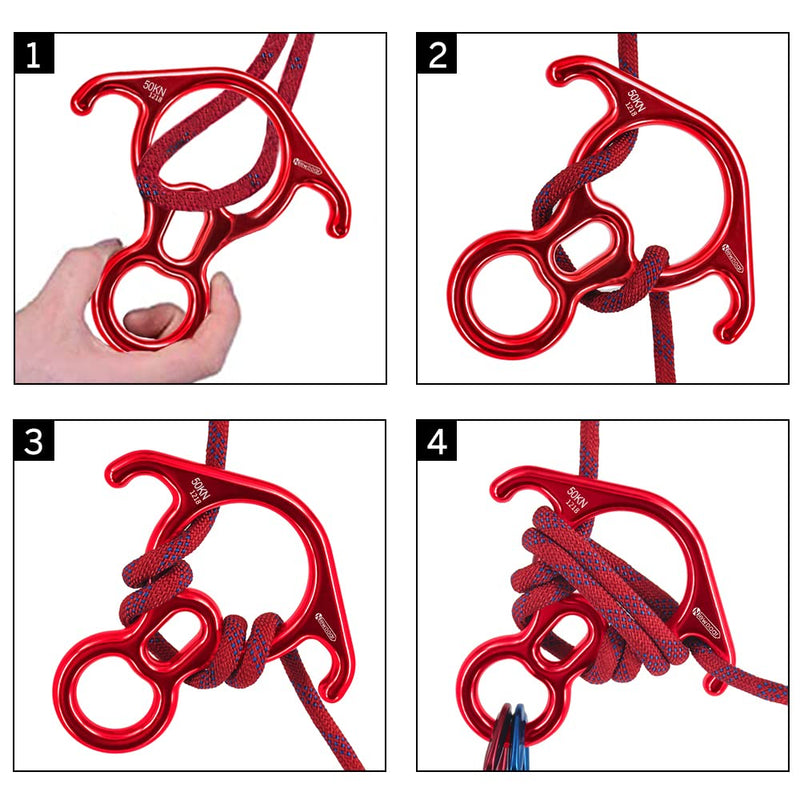 NewDoar 50KN 11000 LBF Rescue Figure,8 Descender Large Bent-Ear Belaying and Rappelling Gear Belay Device for Rock Climbing, Aerial Dance,Ziplining and Peak Rescue 7075 Aluminum Alloy red - BeesActive Australia