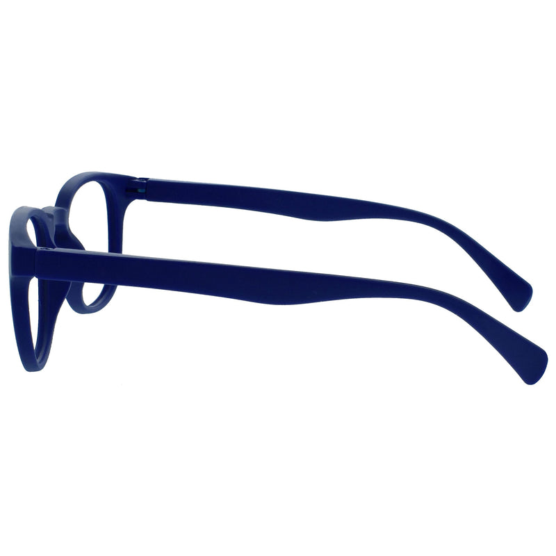 Opulize Pop Retro Round Smooth Matt Blue Mens Womens Reading Glasses Spring Hinges R2-3 +1.00 +1.00 Magnification - BeesActive Australia
