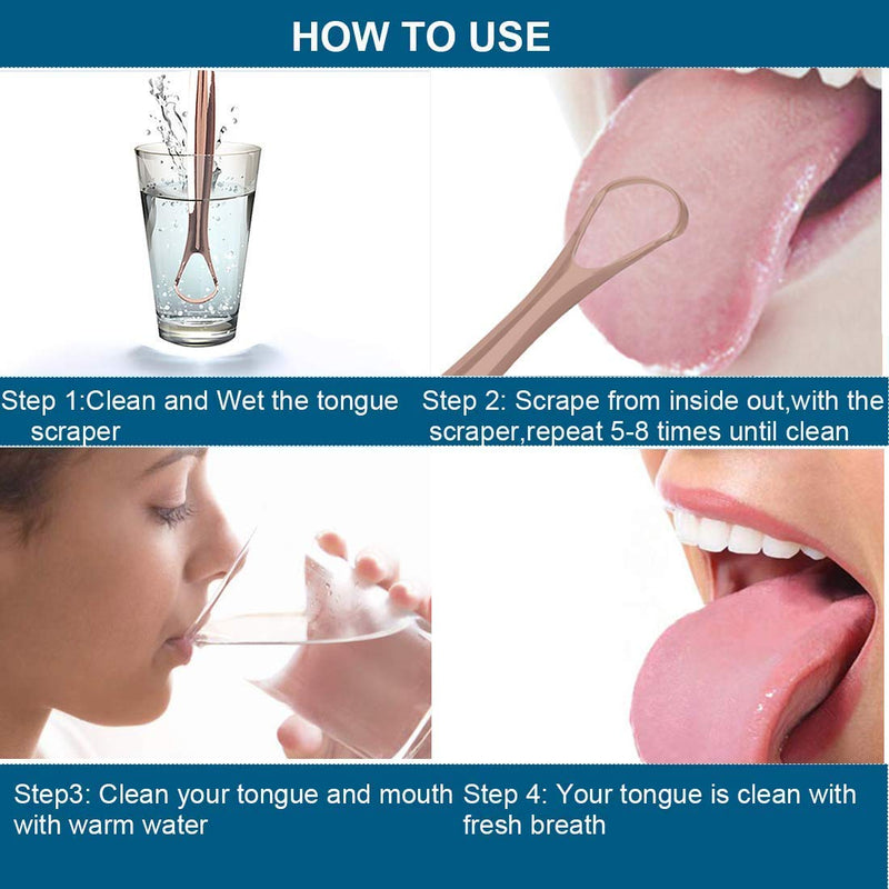 Tongue Scraper-Treatment of Dyspnea and Oral Hygiene-Tongue Cleaner Prevents Bad Breath, removes Bacteria and Natural Breath freshener (Rose Gold) - BeesActive Australia