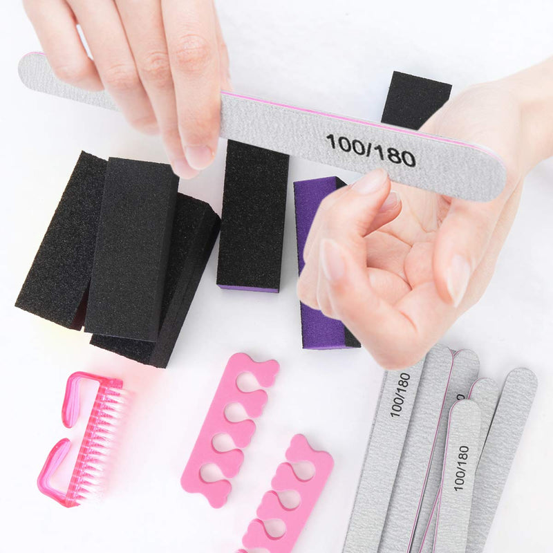 Wirhaut Nail Files and Buffers, 19 Pcs Professional Manicure Tools with Double-Side 100/180Grit Emery Board, Nail Buffering Sponge Block, Dust Remover Nail Brush, Nail Art Care Pedicure Kit - BeesActive Australia