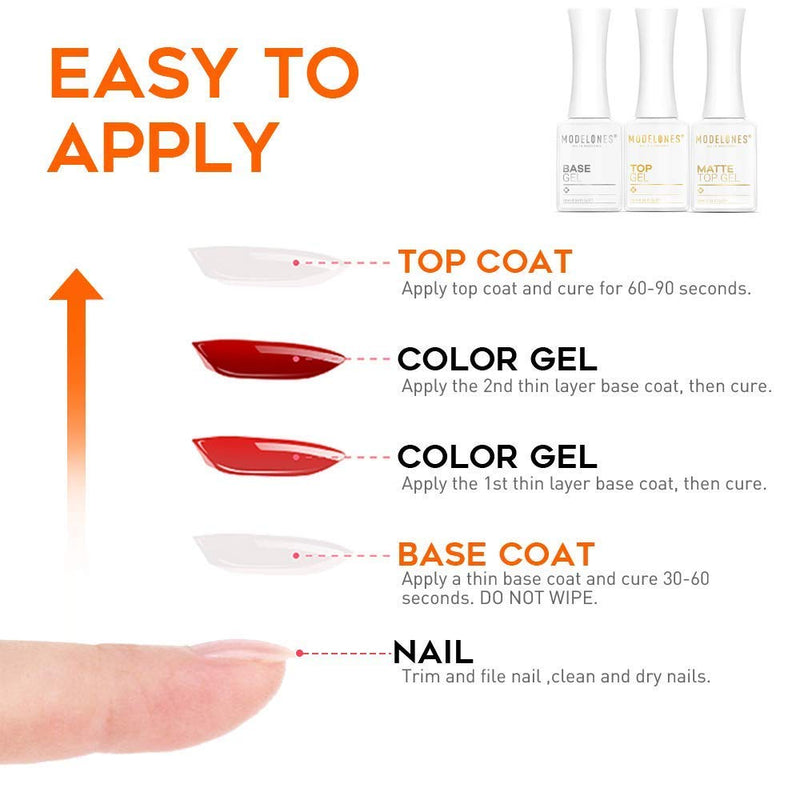 Matte Gel Top Coat No Wipe Gel Top and Base Coat Matte Top Coat 3 PCS 10 ML 0.34 OZ Soak Off LED Holiday Gel Nail Polish High Gloss Shiny Matte Gel Polish with Beauty Gift Set Box for Nail Starters Home Use - BeesActive Australia