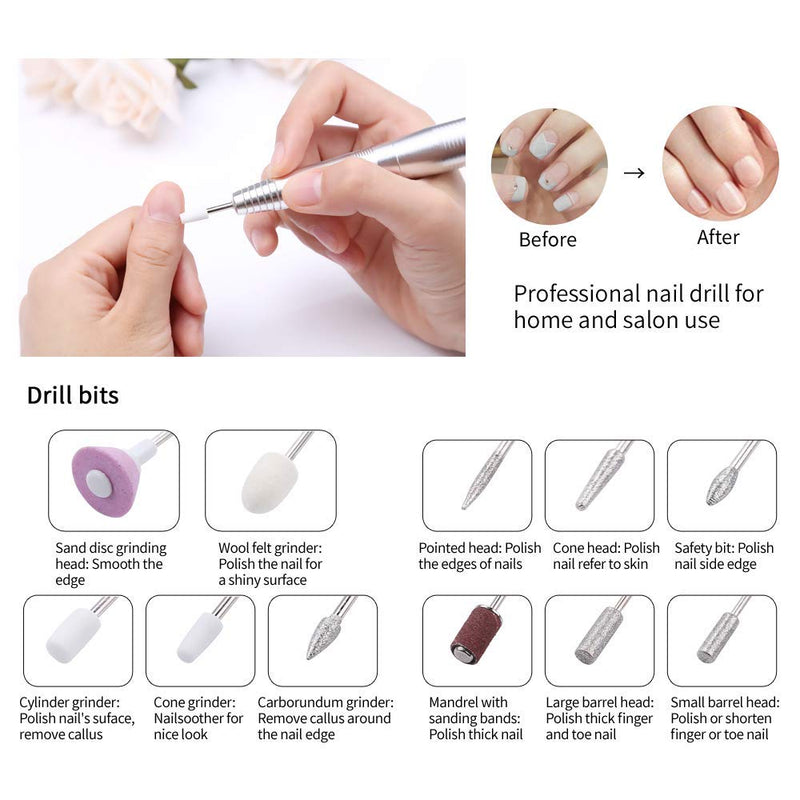 Electric Micro Rotary Carver Pinkiou Cordless Engraver Pen with bits and Sanding Bands Mini DIY Efile Kit Handpiece File Grinder for Metal Ceramic Plastic Home Salon Use Nart Art Manicure Pedicure machine 01-0229 - BeesActive Australia