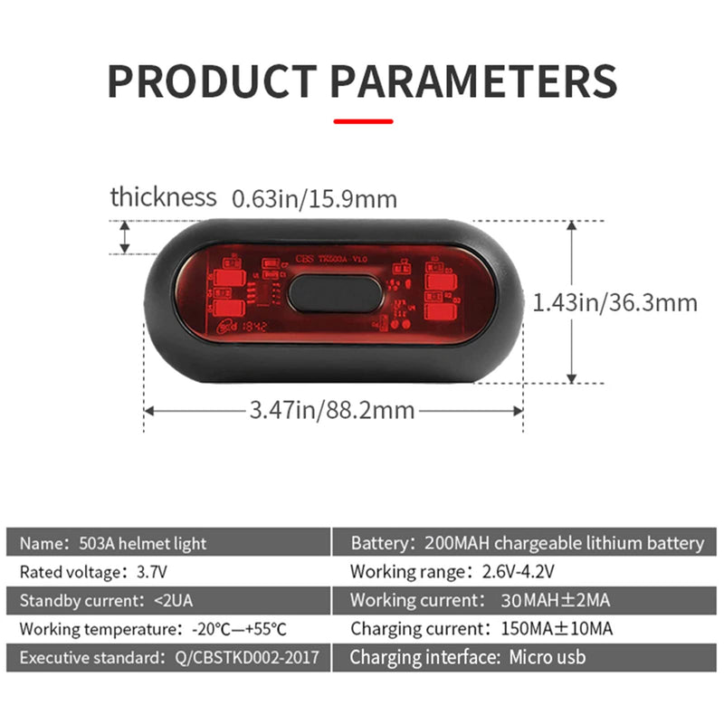 JIAN BOLAND LED Helmet Light,Motorcycle Helmet Brake Light Rechargeable Bike Rear Red Safety Warning Light for Night Riding, IPX6 Waterproof & Extra Velcro - BeesActive Australia