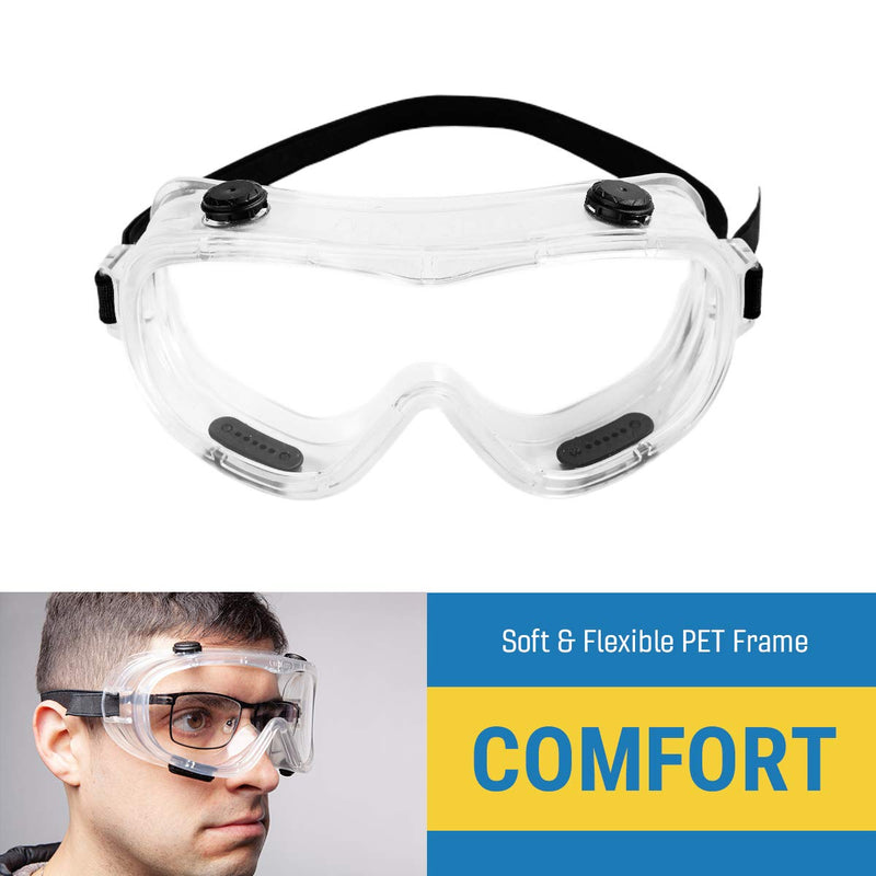 Innosurg Protective Safety Goggles | Anti Fog Safety Goggles over Glasses, AnsiZ87.1 Lab Safety Goggles Scratch Resistant & UV Protect Chemistry for Woman Man Adults Adjustable,Protective Eyewear Splash Fit Over Clear Safety Goggles Wide Vision Clear L... - BeesActive Australia