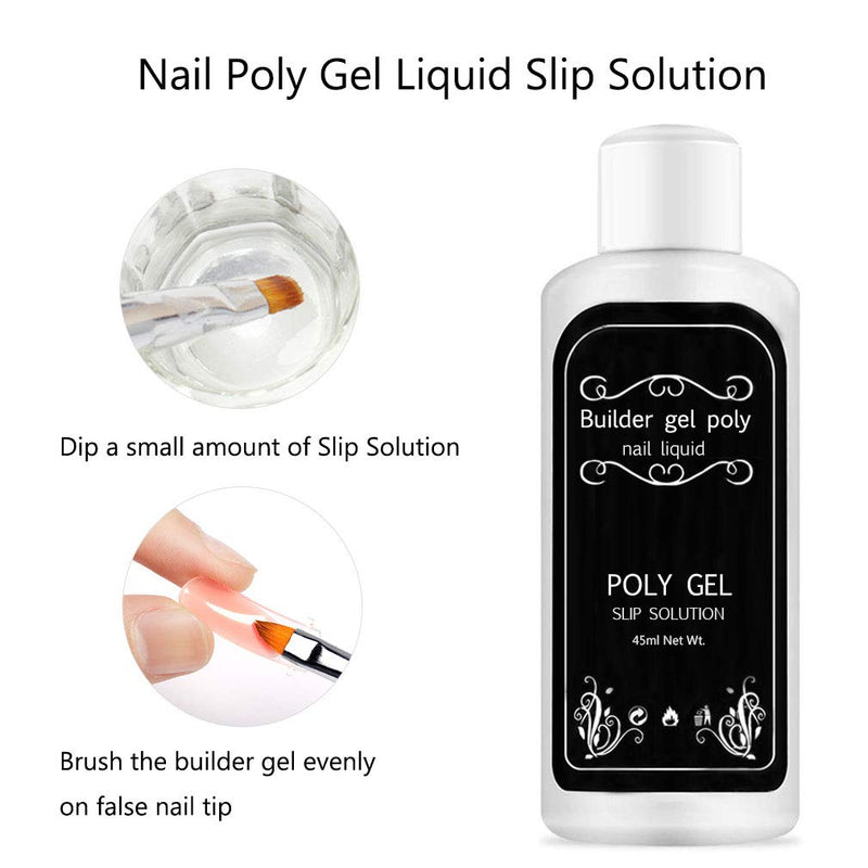 Greeza Slip Solution Polygel, Extension Nail Polygel Slip Solution, Anti-stick Nail Liquid Slip Solution for Poly Gel, Contains Brush + Crystal Cup for Nail Builder Gel Nail DIY - 45ml - BeesActive Australia