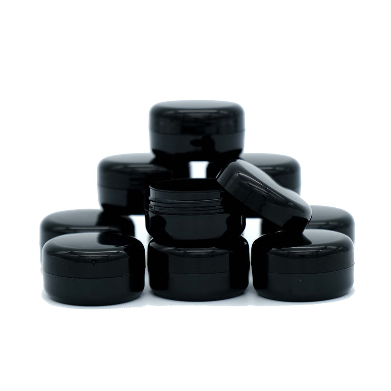 5ml Black Plastic Cosmetic Jar (UV Gel/Travel Container/Make Up/Samples/Cream Pots/Nail Art) 30 - BeesActive Australia