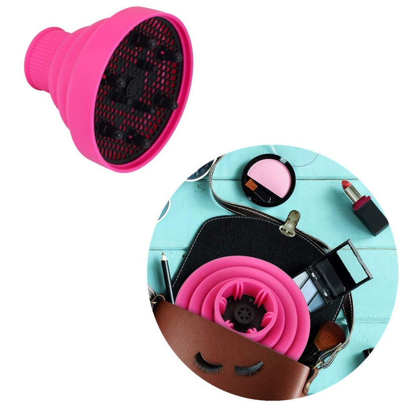 Hair Diffuser Hair Dryer Travel Collapsible Hair Dryer Portable Diffuser Curly Hair Airflow Attachment for Salon or Home Use (rose red) - BeesActive Australia