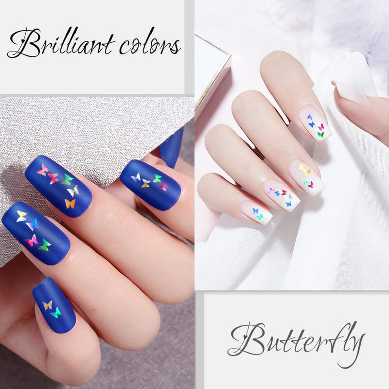 Butterfly Glitter For Lip Gloss - Nail Glitter Butterfly Nail Art Gel Nail Polish Flakes Holographic Silver Acrylic Butterflies Confetti Sequins Shiny Laser Decorations For Make Up Body Face Eye - 10g - BeesActive Australia