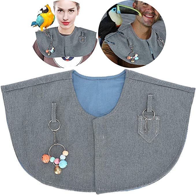 Parrot Anti-Scratch Shoulder Bird Anklet Toys, Multi-Functional Bird Diaper Flight Suits Pee Pads Diaper Poop Shawl for Small Medium Cockatiel Parakeet Macaw Shoulder Protector-Blue - BeesActive Australia
