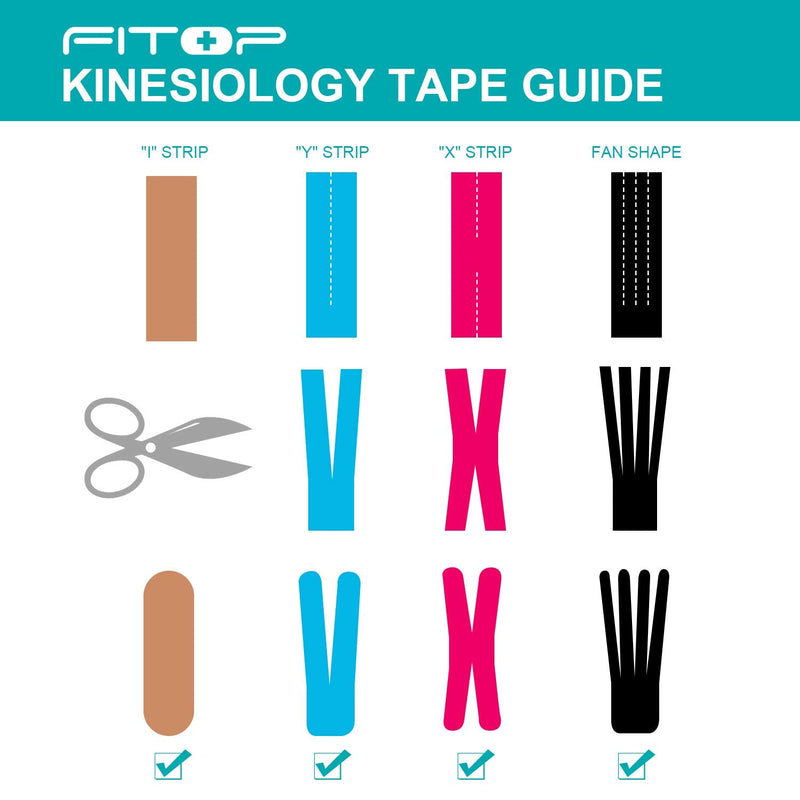 FITOP 4 Rolls Kinesiology Tape 5m x 5cm in Different Color(Pink, Blue, Black, Beige) Athletic Tape Sport for Strapping & Physiotherapy - BeesActive Australia