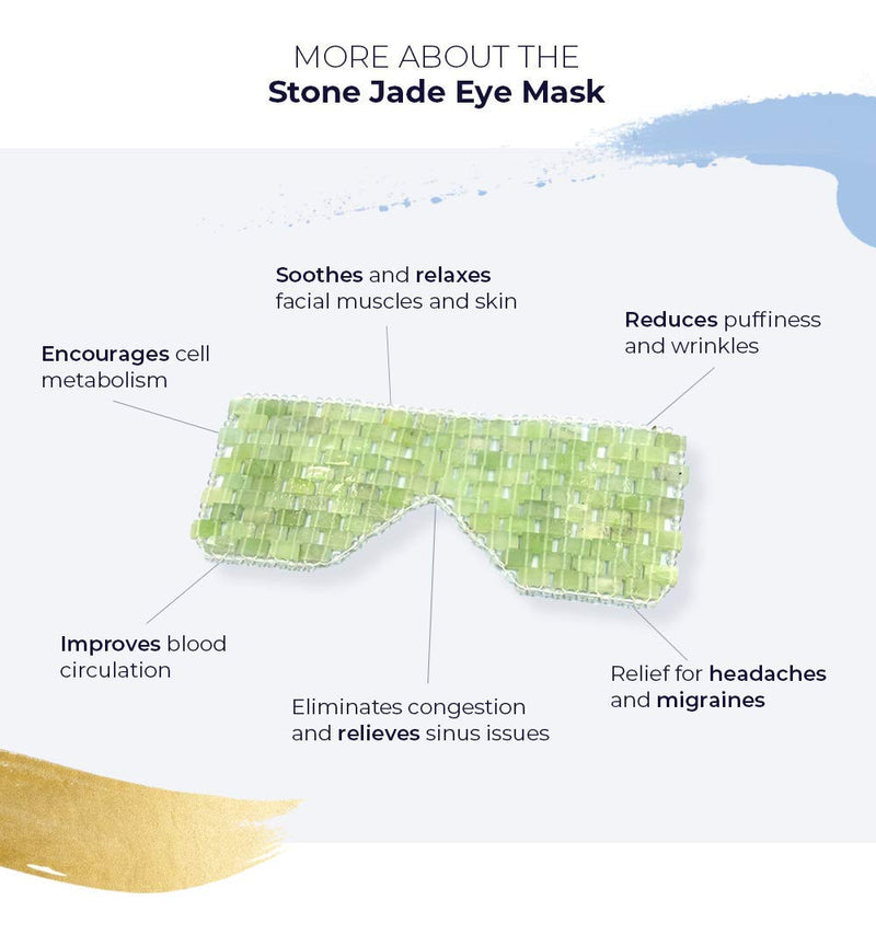 Jade Eye Mask For Hot and Cold Anti Aging Therapy - Eliminate Wrinkles, Puffiness, and Irritation - Headache and Migraine Relief Mask - 100% Jade Stone Lined w/ Beads - BeesActive Australia