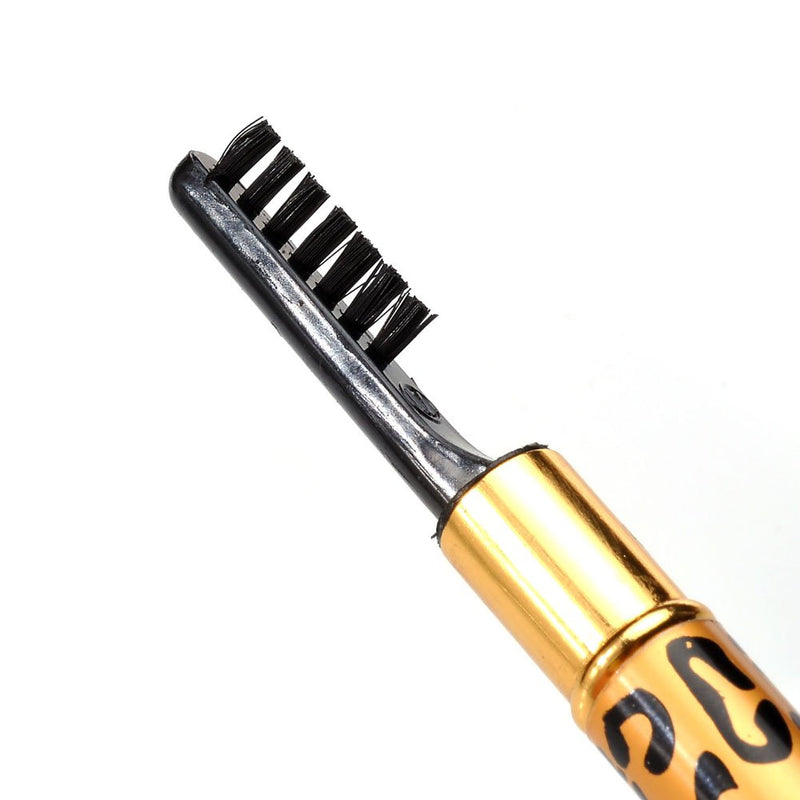 CCbeauty 1pc Waterproof Long Lasting Leopard Eyeliner with Brush Eyebrow Pencil Comestic Makeup Tool,#1Black 1 pc #1 Black - BeesActive Australia