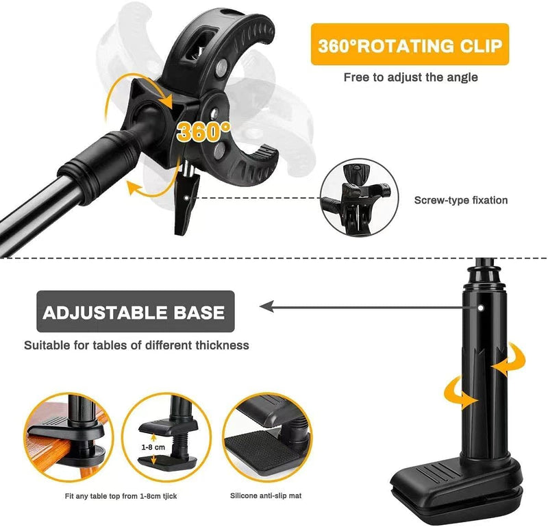 FOUUA Dog Hair Dryer Stand, Pet Grooming Table Hair Dryer Holder, Hands Free Blow Dryer Holder, 360 Degrees Rotatable Lazy Hair Dryer Stand with Adjustable Clamp Mount for Dog Cat Grooming - BeesActive Australia