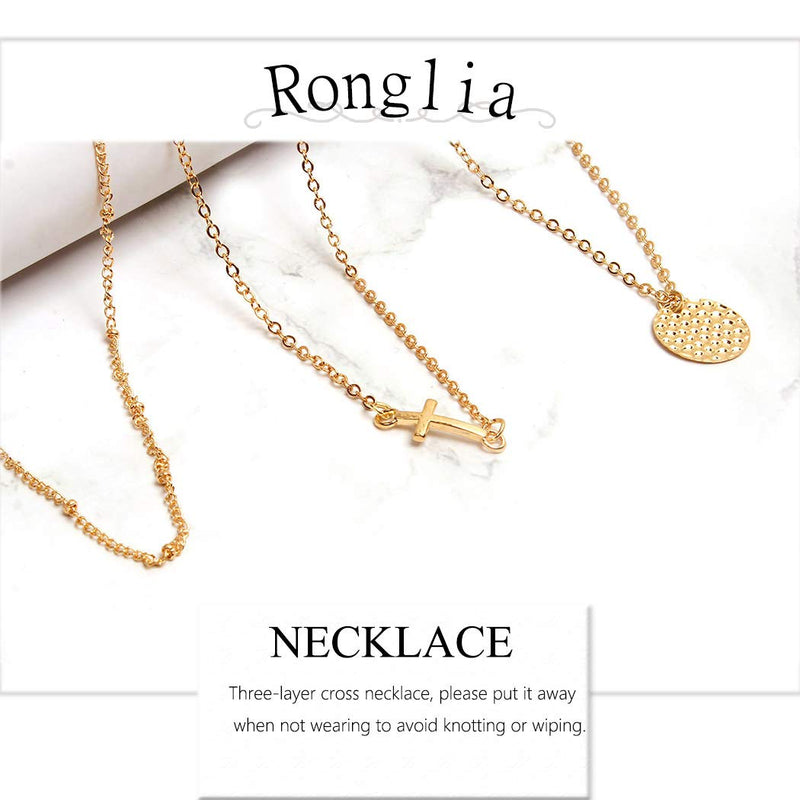 Ronglia Boho Layered Disc Pendant Necklace Gold Jesus Choker Necklaces Beaded Chain Jewelry for Women and Girls - BeesActive Australia