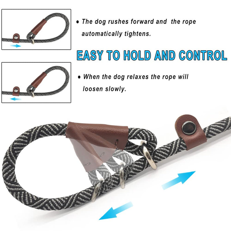 YUCFOREN 7FT Slip Lead Dog Leash, Durable Nylon Rope Training Leash for Small Medium Dogs 7’ x 1/4" Black - BeesActive Australia