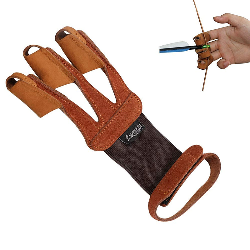 Huntingdoor Arm Guards Archery Leather Arm Protector+Huntingdoor Soft 3 Finger Archery Glove Black and Brown - BeesActive Australia