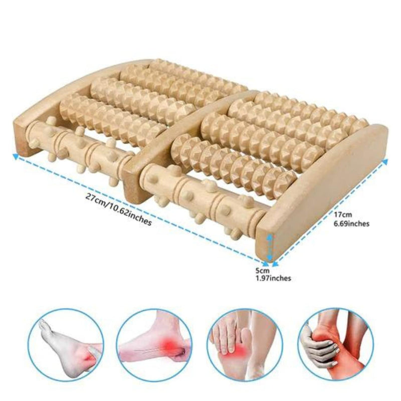 Clever Design Wooden Foot Massager Roller - Ease Plantar Fasciitis, Heel Arch, Feet, Muscle Pain Relief, Stimulate, Relaxation, Diabetic, Neuropathy, Reflexology, Unisex, Compact Gift & Aid, All Ages - BeesActive Australia
